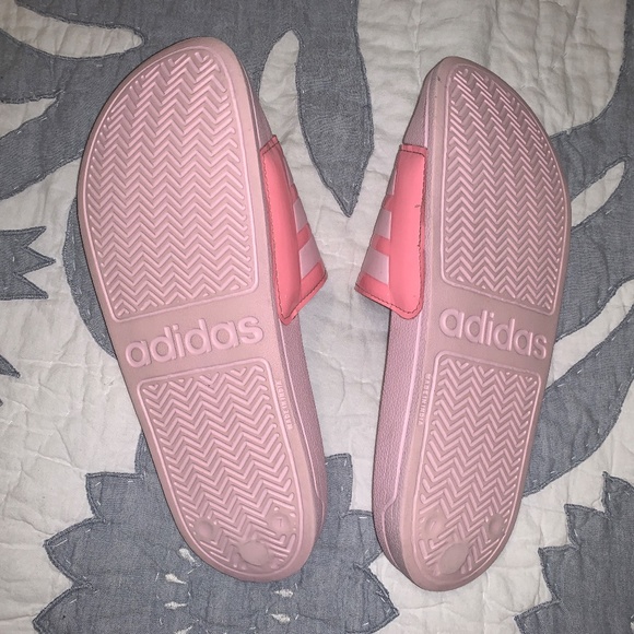 Adidas Pink and White Adilette Slides - Size 7 - EUC - Picture 3 of 10